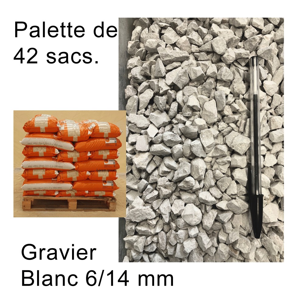 Gravier Concassé Blanc Crème De 614 Mm En Palette 